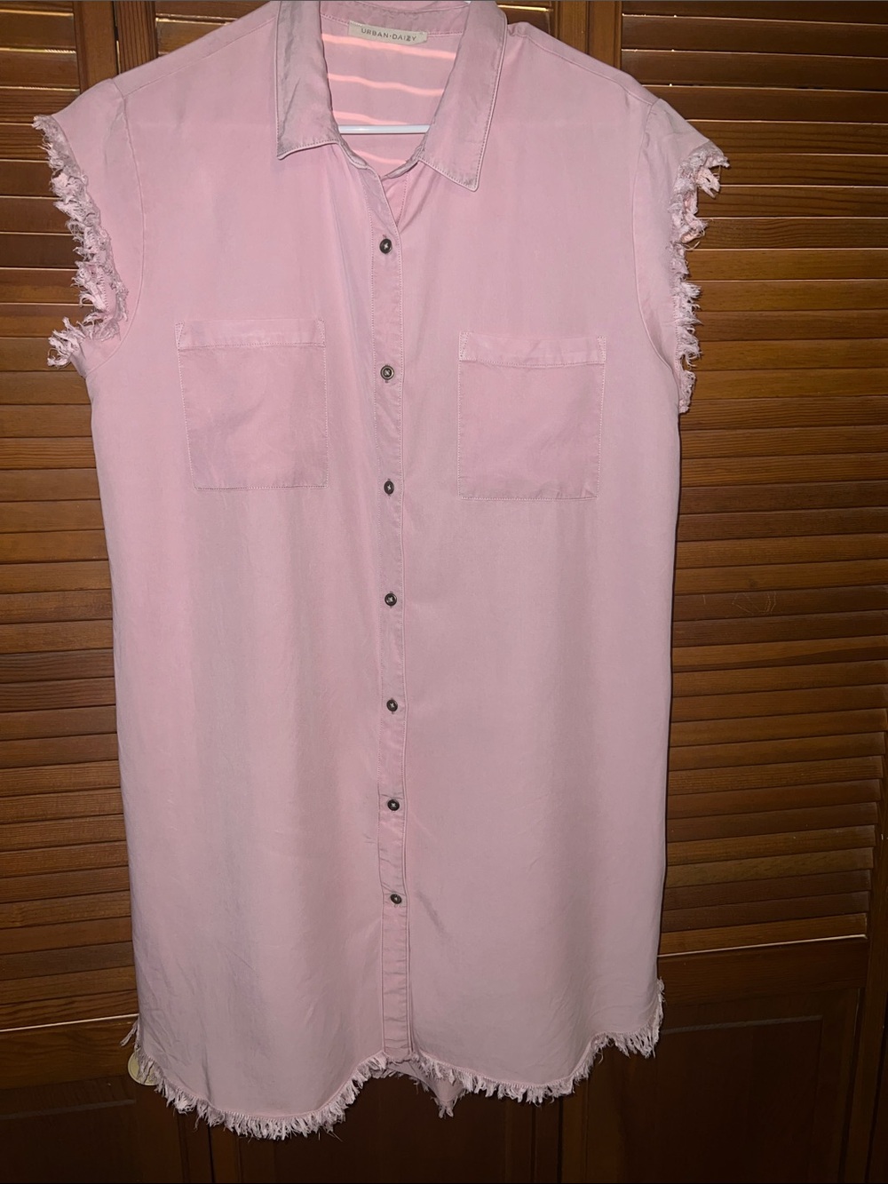 Urban Outfitters Pink Sleeveless Midi Shirt Dress